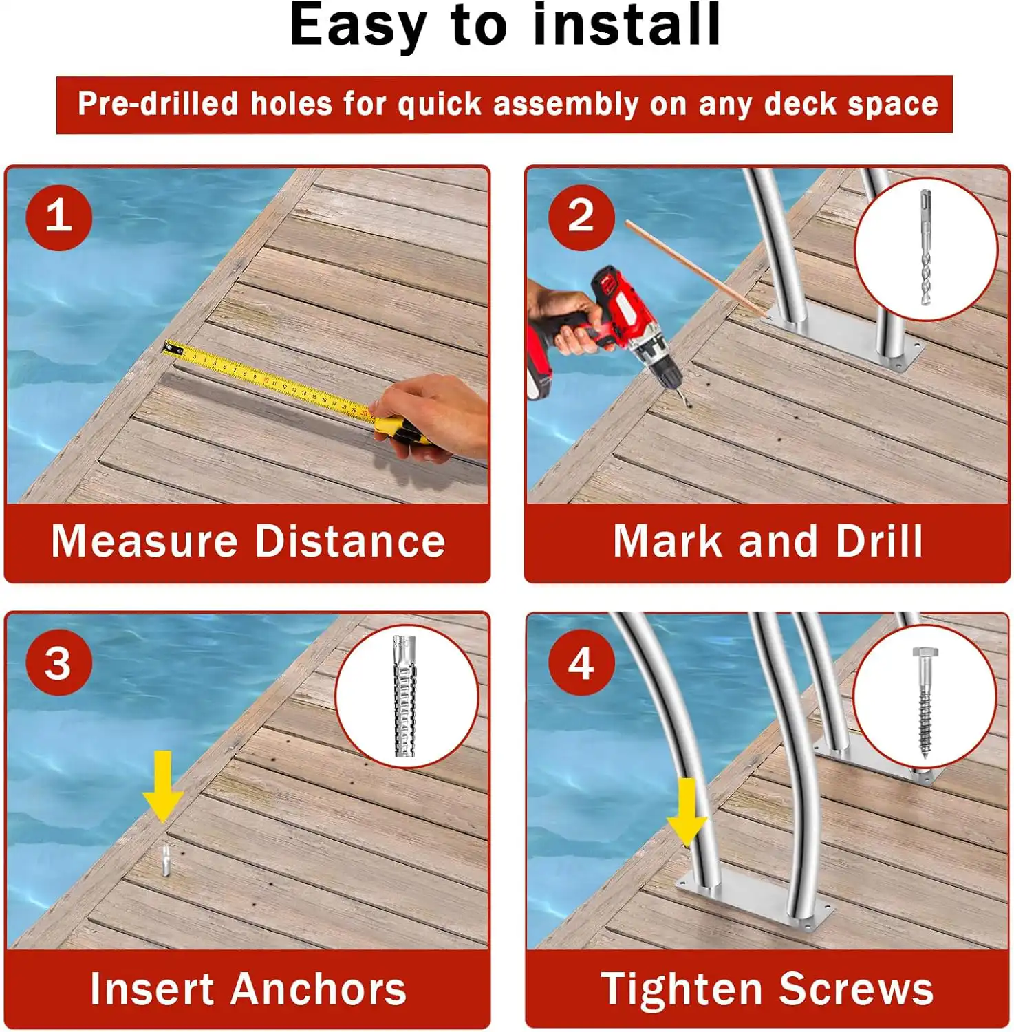 Pool Safety Handrails (2-Pack) – 30"x30" Heavy-Duty Railings for Inground Pools - Image 4
