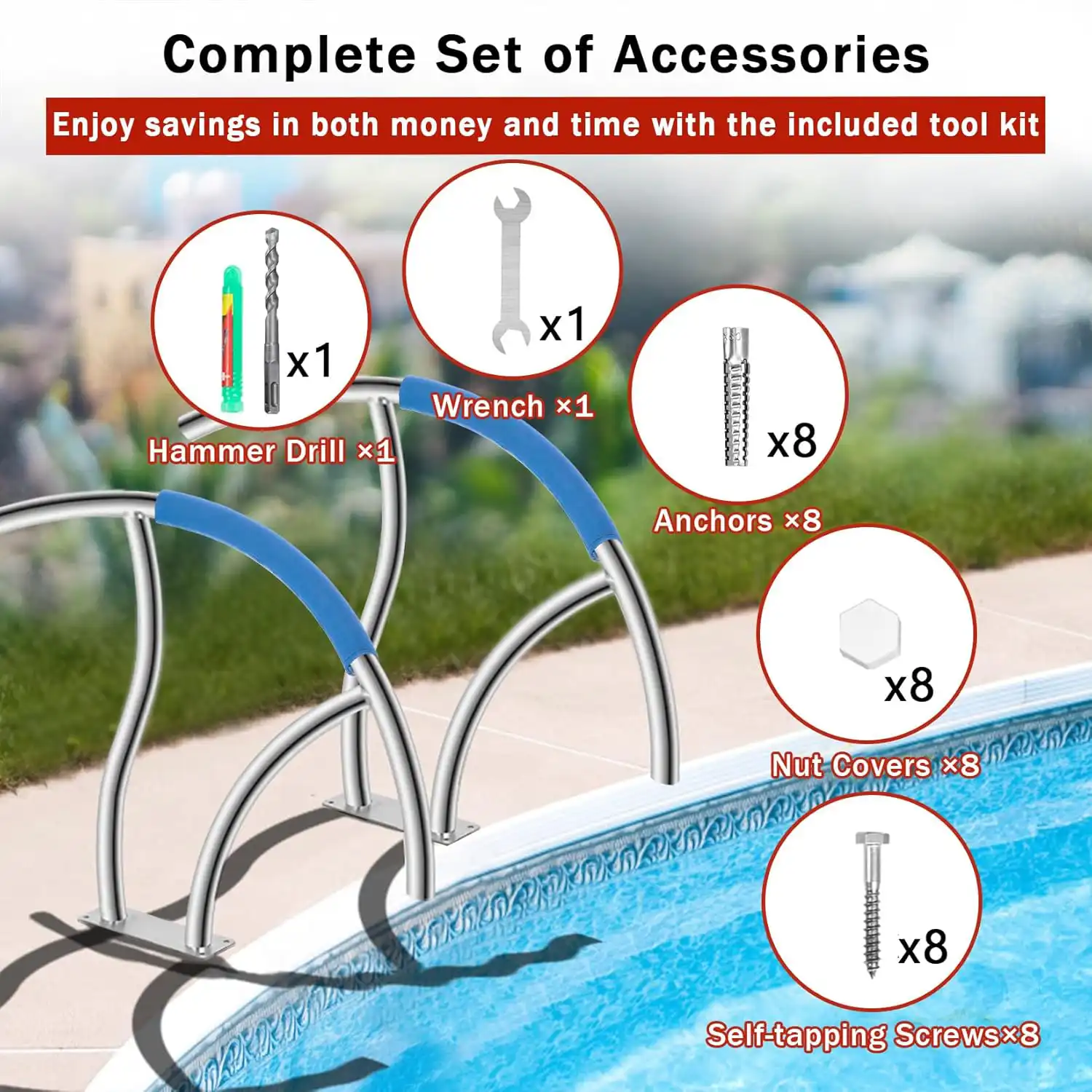 Pool Safety Handrails (2-Pack) – 30"x30" Heavy-Duty Railings for Inground Pools - Image 3